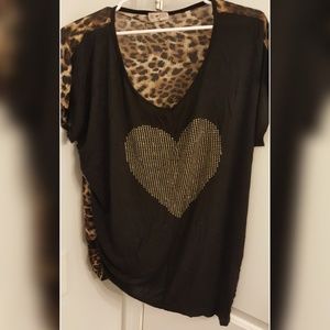 Free kisses blac amd leopard shirt, sz3x